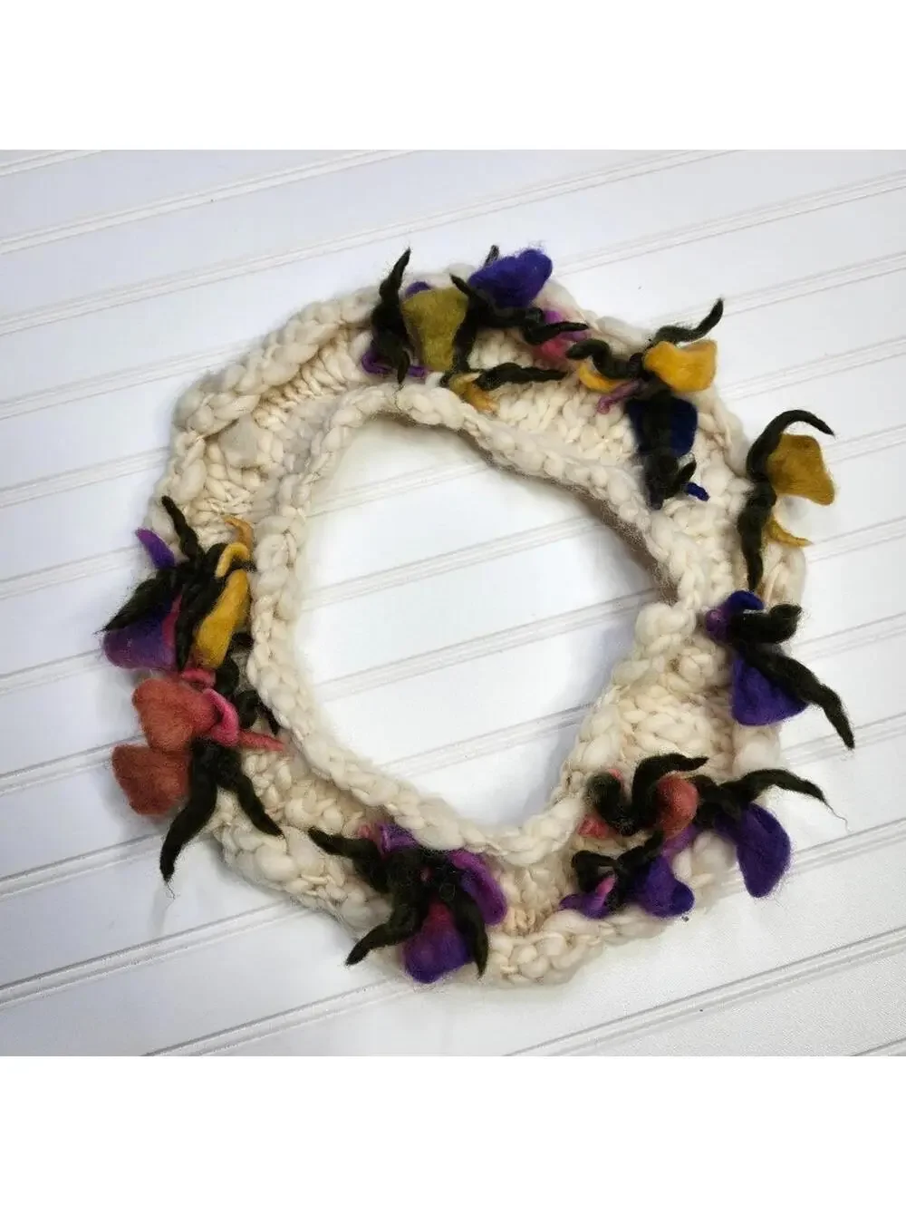Beautiful Handmade Chunky Knit Floral Scarf